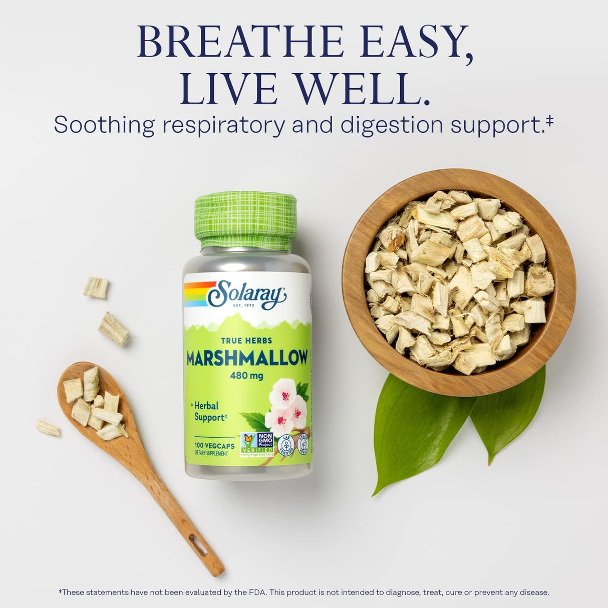 Suplemento SOLARAY Raíz de malvavisco 480 mg  saludable 100u