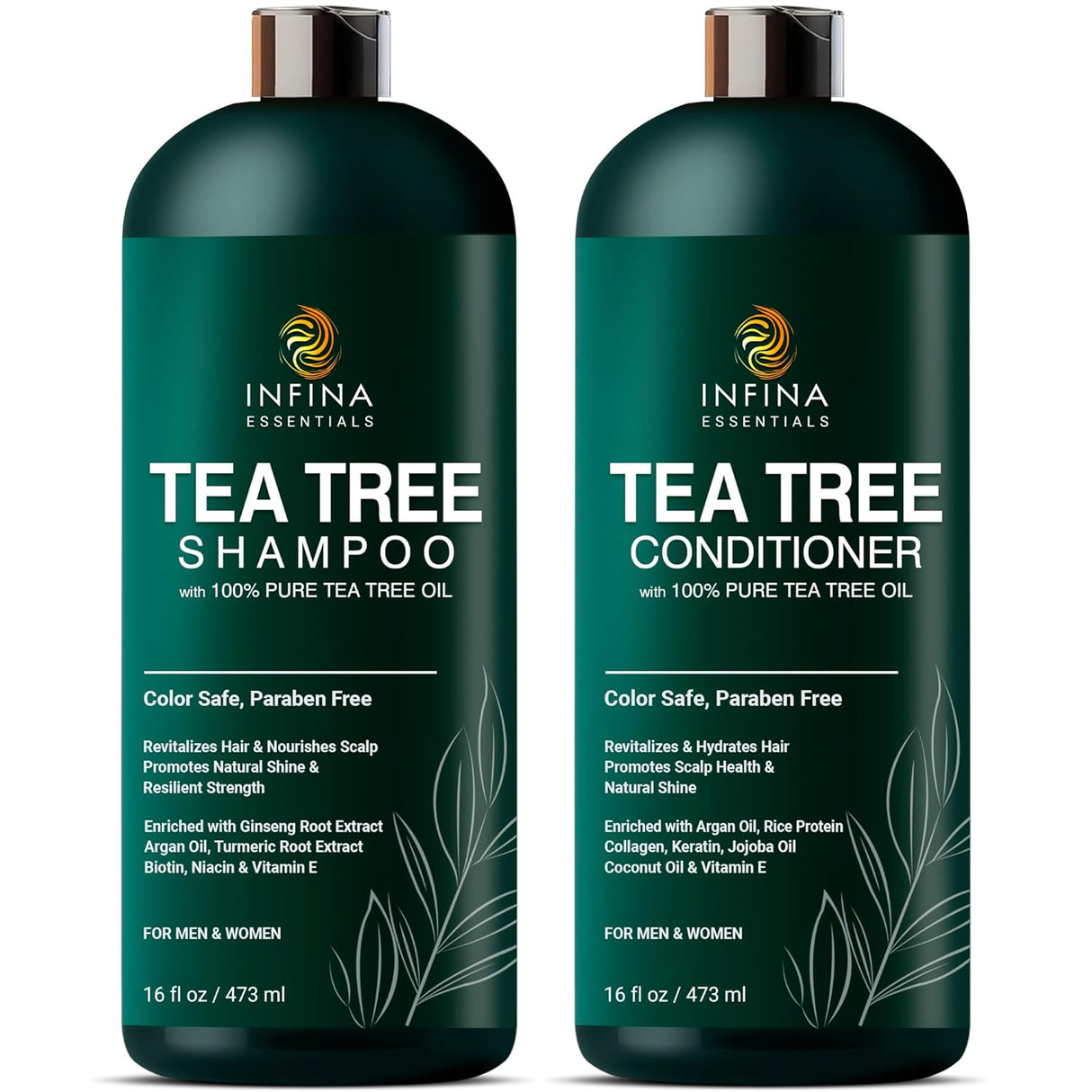 Juego de champú y acondicionador de aceite de árbol de té.