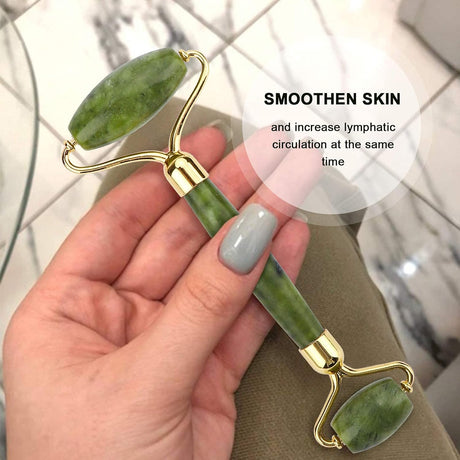 Juego de rodillo de jade y Gua Sha masajeador Deciniee