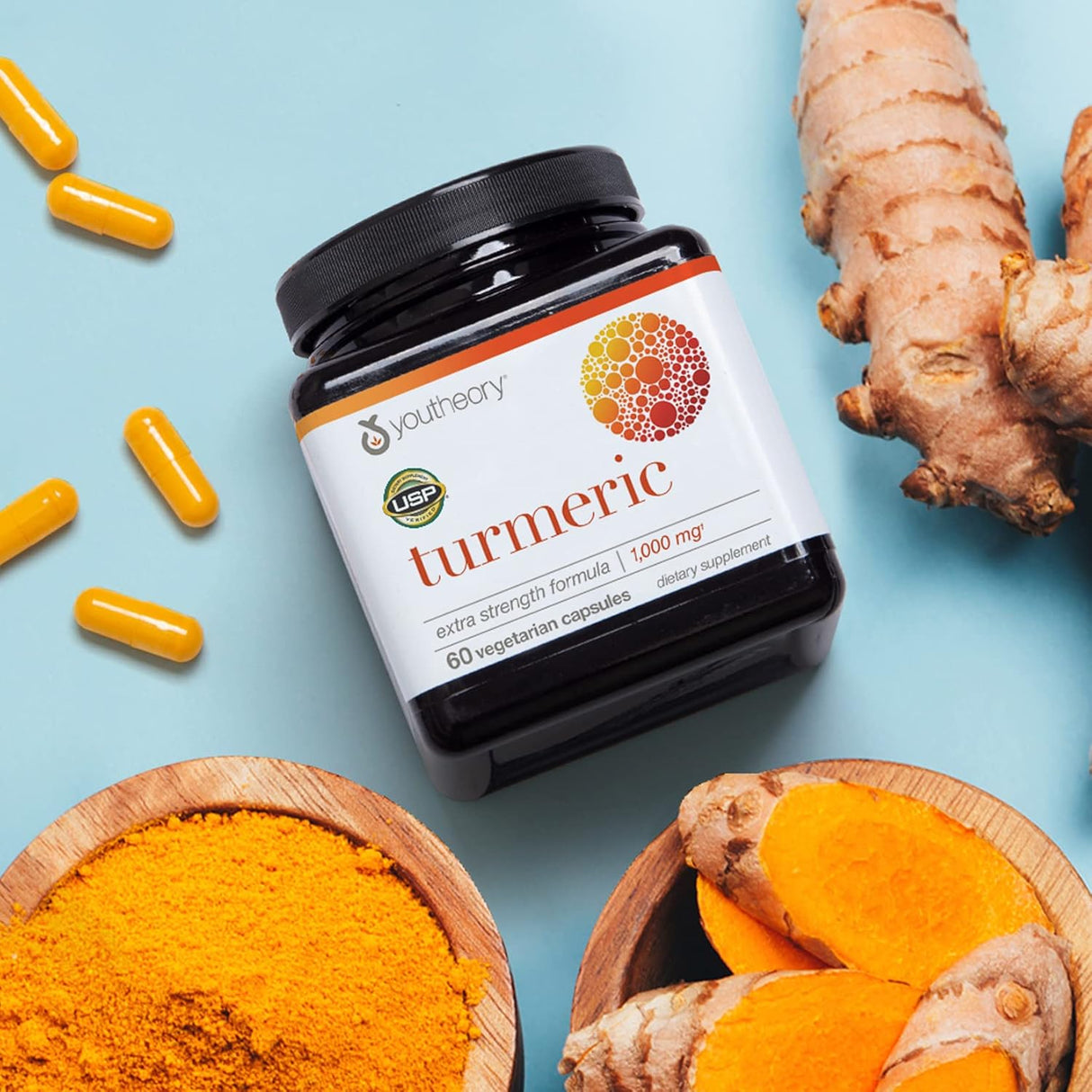 Suplemento de Cúrcuma Extra Fuerte Youtheory 1000 mg 60 Cápsulas