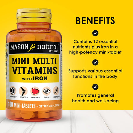 Vitaminas MASON NATURAL Mini Multivitaminas con Hierro 100 Días