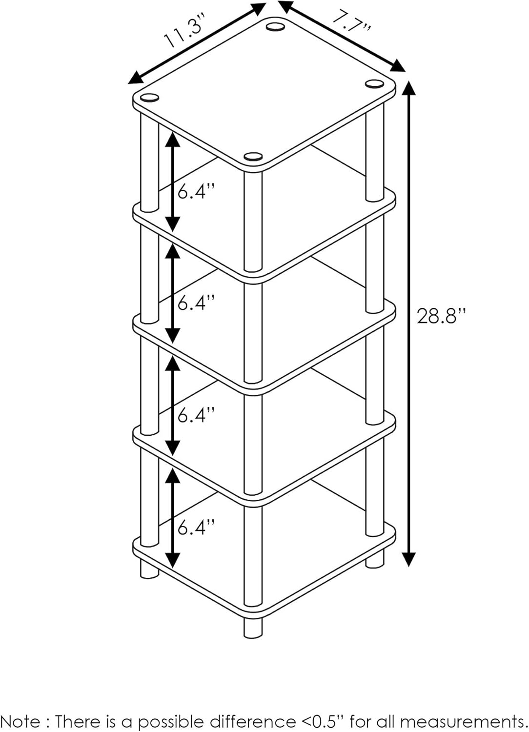 Estante FURINNO Turn-N-Tube con 4 compartimentos, modelo LACi