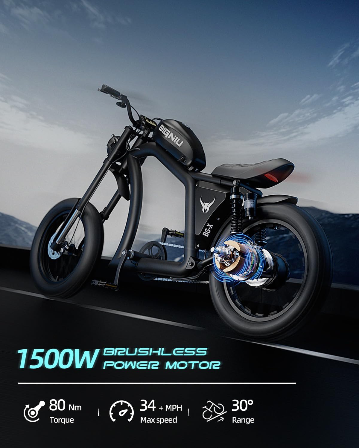 Bicicleta Eléctrica BG-X 1500W, 48V/31.5Ah, Doble Suspensión