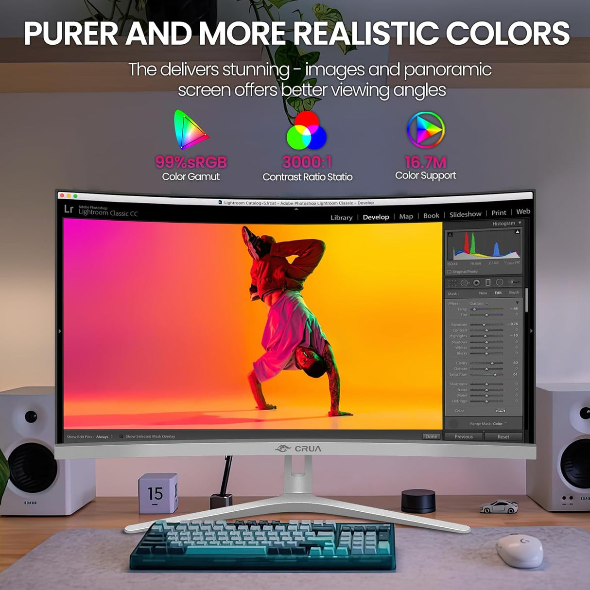 Monitor Curvo CRUA 27 Full HD 100Hz 99% sRGB VA 1800R