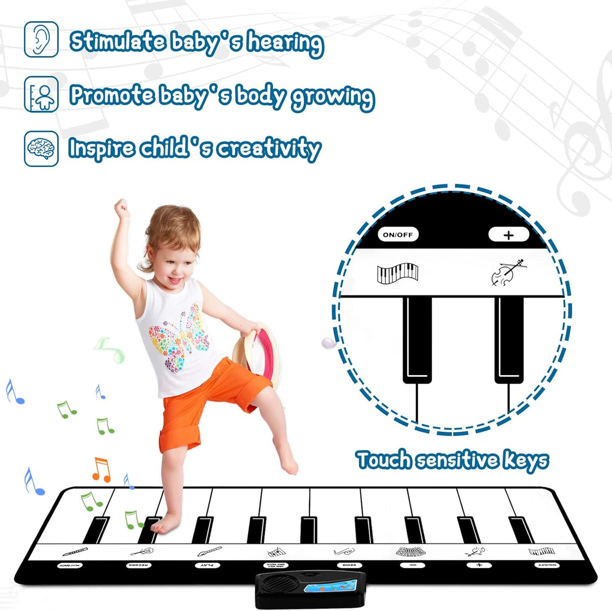 M SANMERSEN Alfombra Piano Musical para Niños con Sonidos