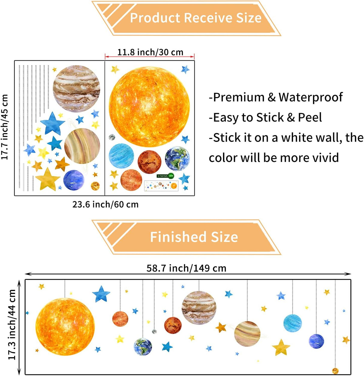Stickers de Planetas y Espacio, Decoración Infantil, Modelo XYZ