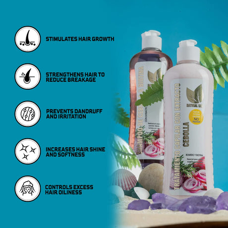Champú y tratamiento de biotina con cebolla y romero