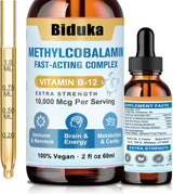 Vitamin B12 Líquido Sublingual 10,000mcg, D3, B9, Calcio, Vegano