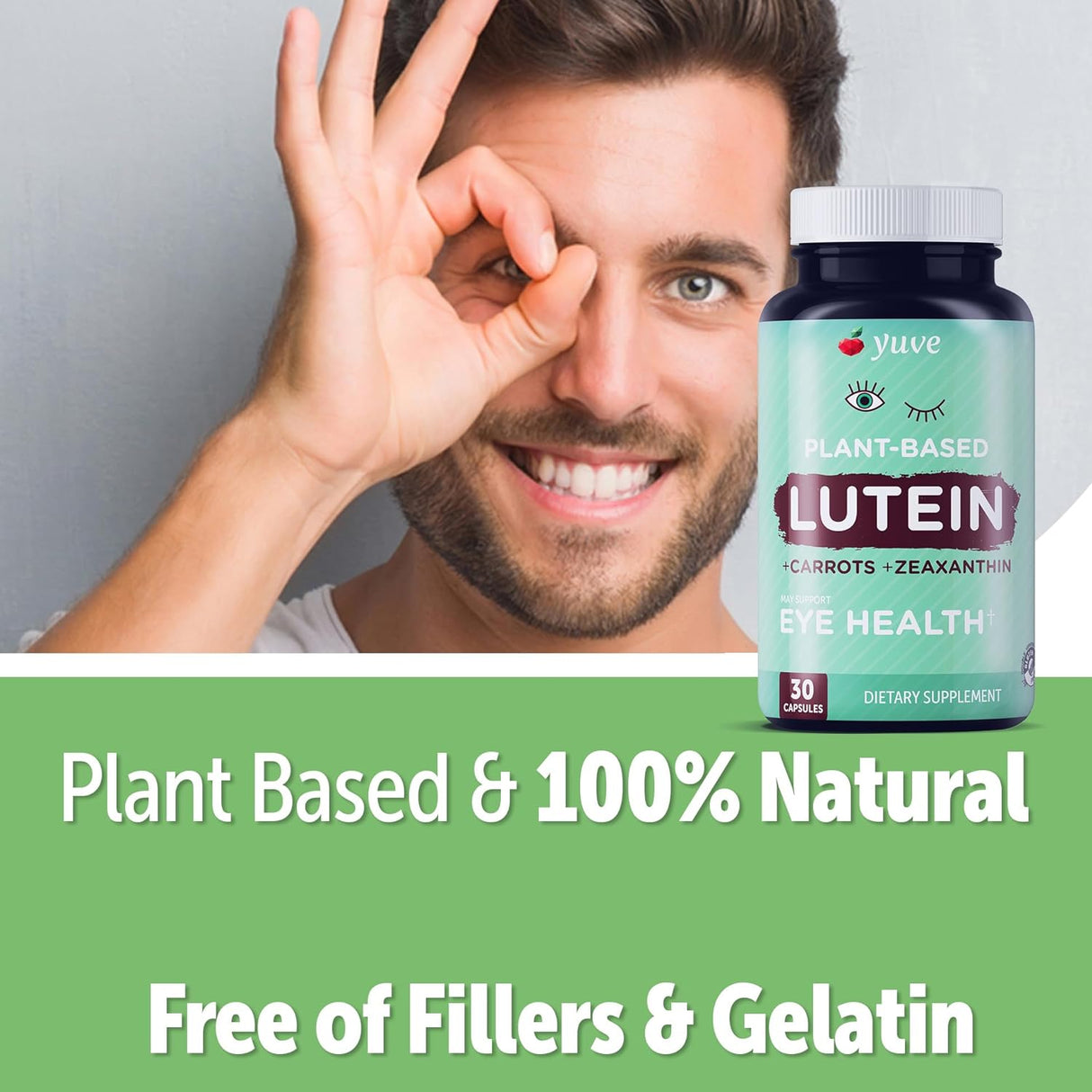 Suplemento de luteína zeaxantina, luteína 20 mg, vitamina para la salud de los ojos, para ojos secos, fatiga, luteax2020, suplementos oculares - 30 cápsulas veganas