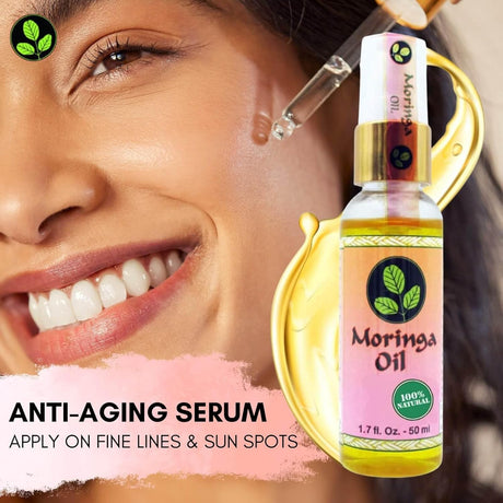 Aceite de Moringa Puro 100% Prensado en Frío para Cara y Cuerpo