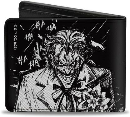 Billetera bifold, piel vegana, Batman Dark Knight y Joker sonriente