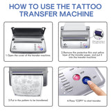 LifeBasis Máquina de plantillas de transferencia de tatuajes, impresora térmica profesional de plantillas de tatuajes con papel de transferencia de tatuajes, 20 hojas, kit de impresora de tatuajes