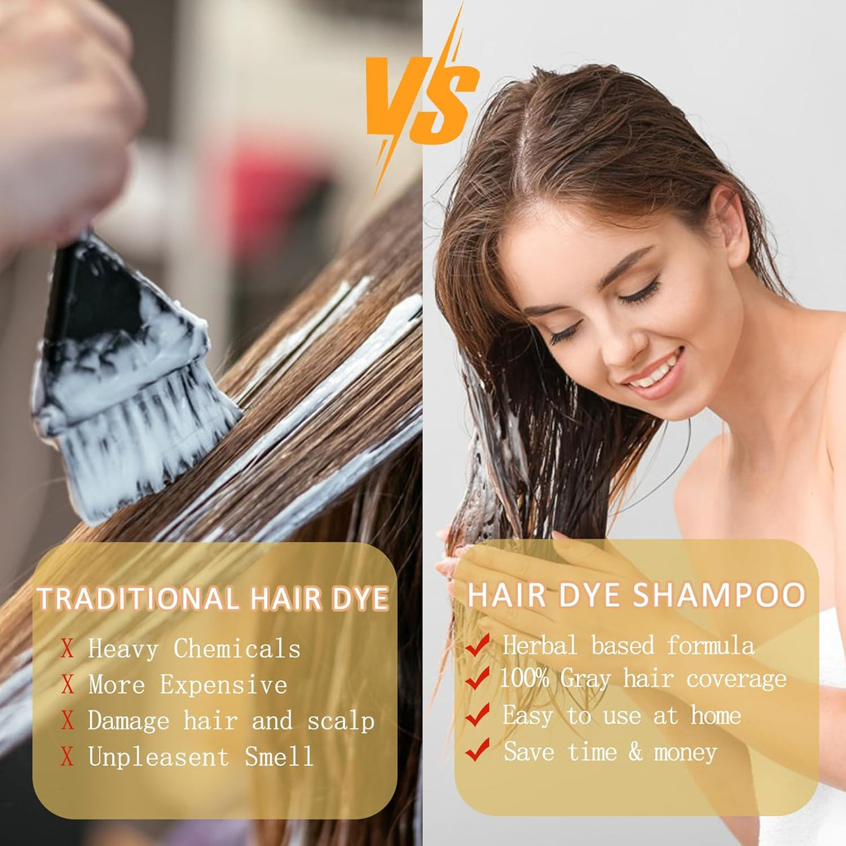 Shampoo de tinte para cabello negro natural 3 en 1 Yocisku