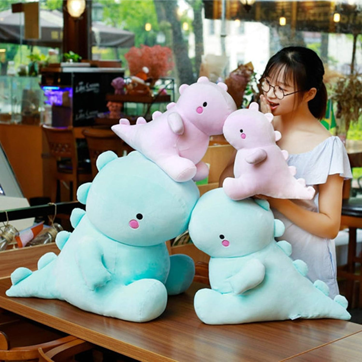 Lindo dinosaurio de peluche animal gordo de juguete