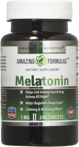 Tabletas de Melatonina 1 Mg Amazing Formulas 240 Veganas