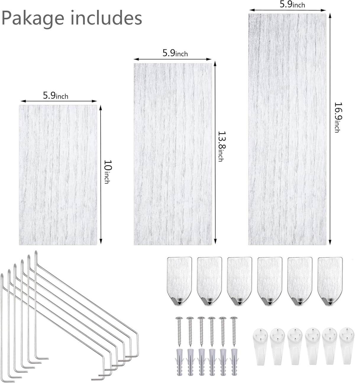 Estanterías Flotantes de Madera MITIME, Set de 3, Sin Taladro
