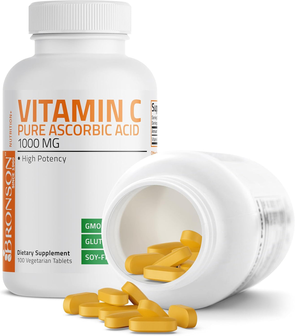 Bronson Vitamina C 1000mg Premium No GMO Tabletas 100 unidades