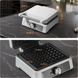 Máquina de Waffles 2 Rebanadas, Antidesbordamiento, 1200W