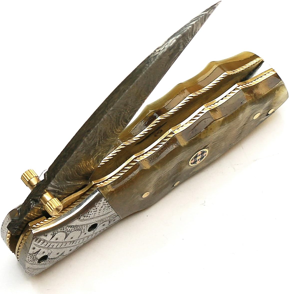 Cuchillo de acero de damasco forjado hecho a mano con funda