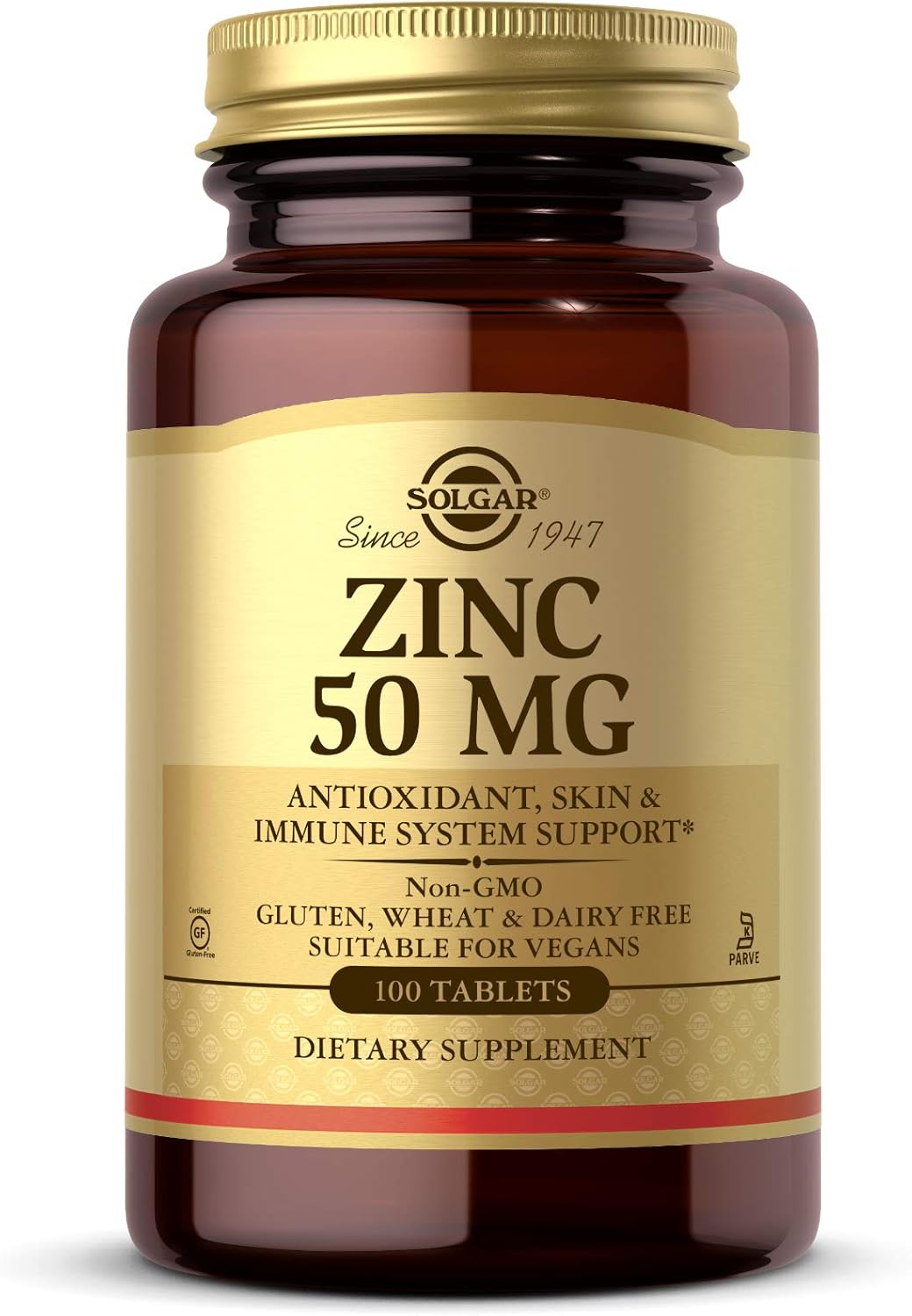 Suplemento Zinc 50 mg, 100 comprimidos sin gluten 100 unid