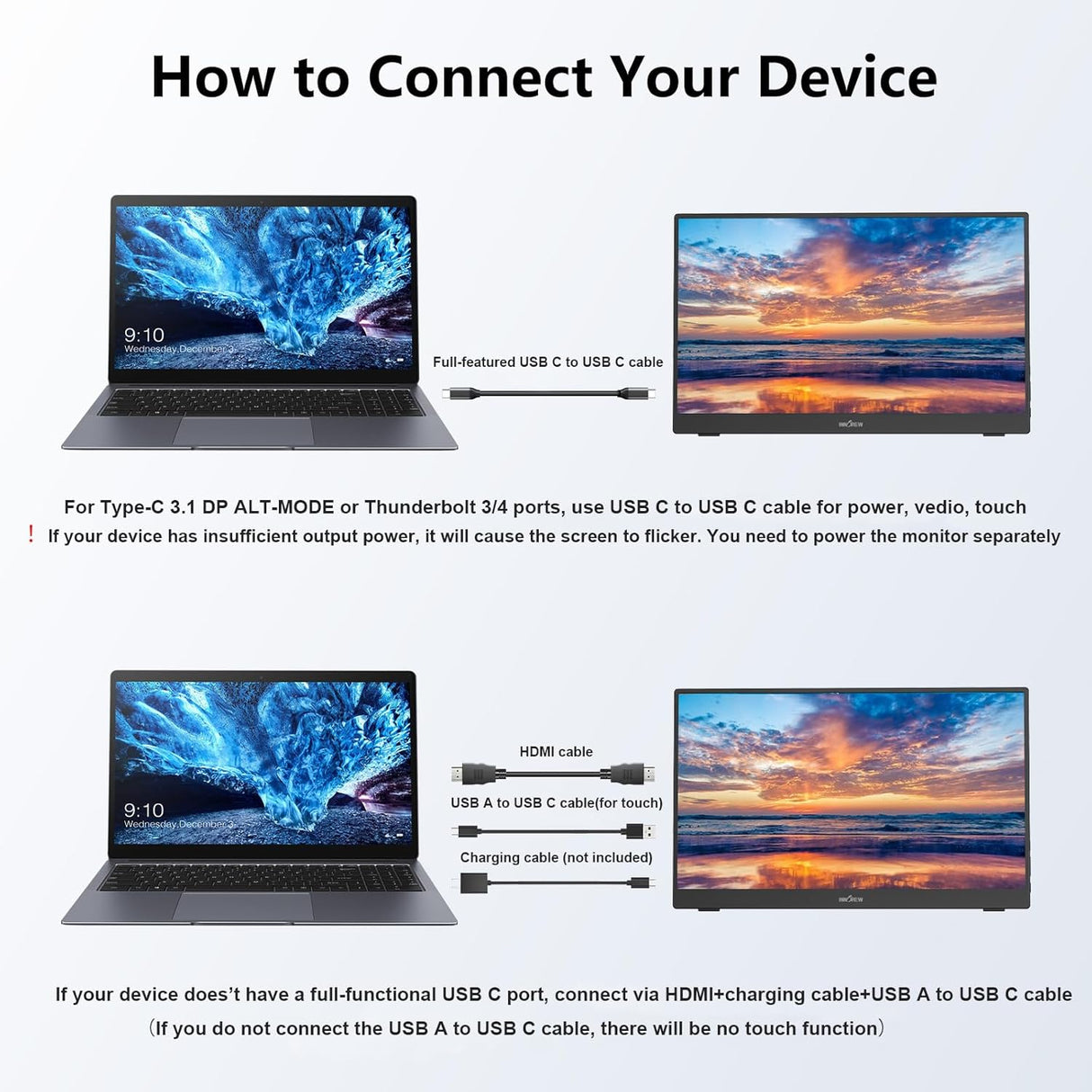 Monitor Portátil Táctil InnoView 15.6 1080P HDMI USB-C