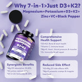 Suplemento Magnesio K2 Vitamina D3 10000IU, 60 cápsulas