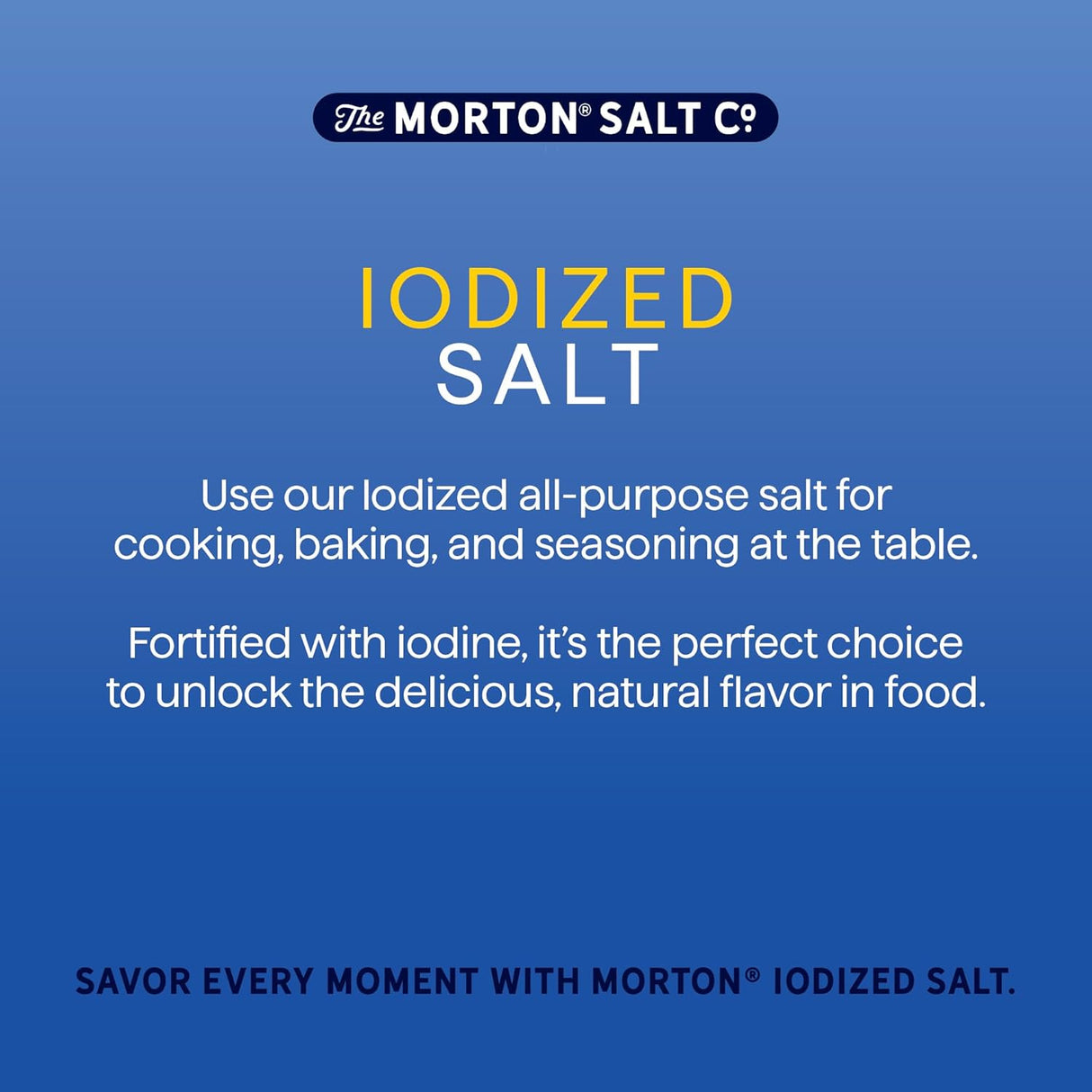 Sal de Mesa Iodada Morton, Ideal para Cocinar, 2-Pack 26 oz