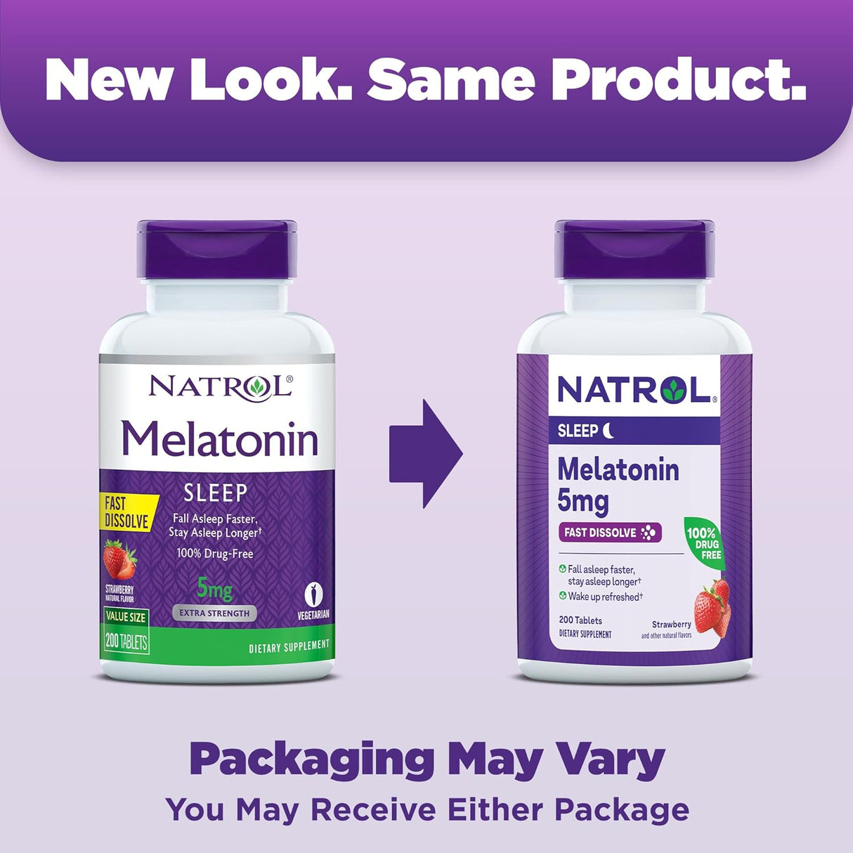 Tabletas de Melatonina 5 mg Natrol, Sabor Fresa, 200 tabletas