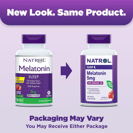 Tabletas de Melatonina 5 mg Natrol, Sabor Fresa, 200 tabletas