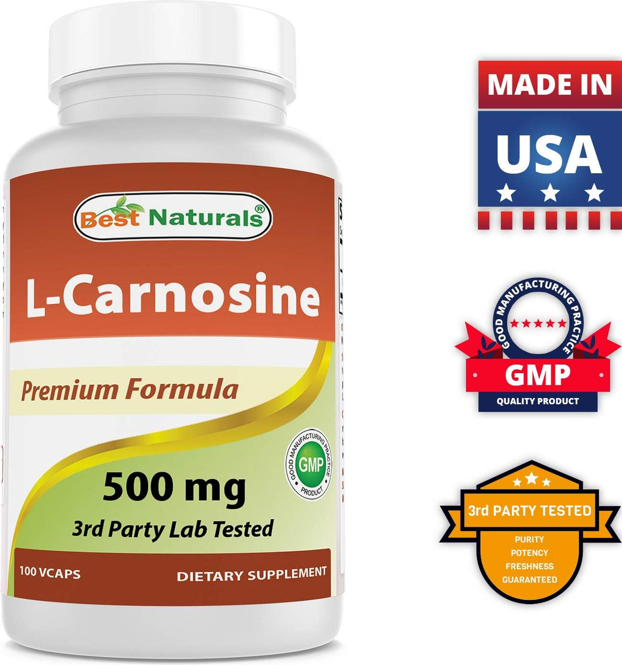 Best Naturals L-Carnosina 500 mg 300 Vcaps