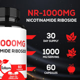 Suplemento 1000mg NAD Nicotinamida Ribósido, 60 cápsulas