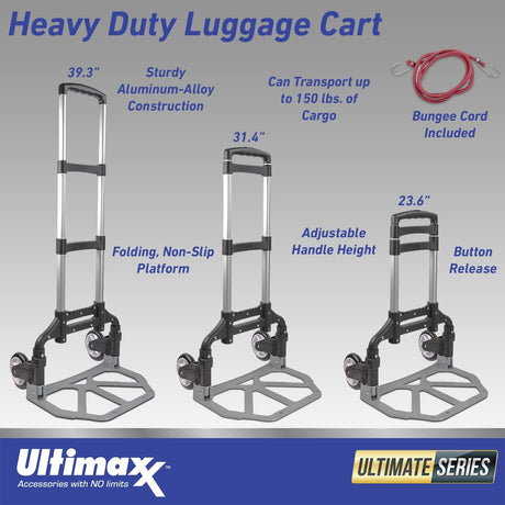 Carretilla Plegable Ultimaxx 150 lb, Aluminio, Mango Ajustable