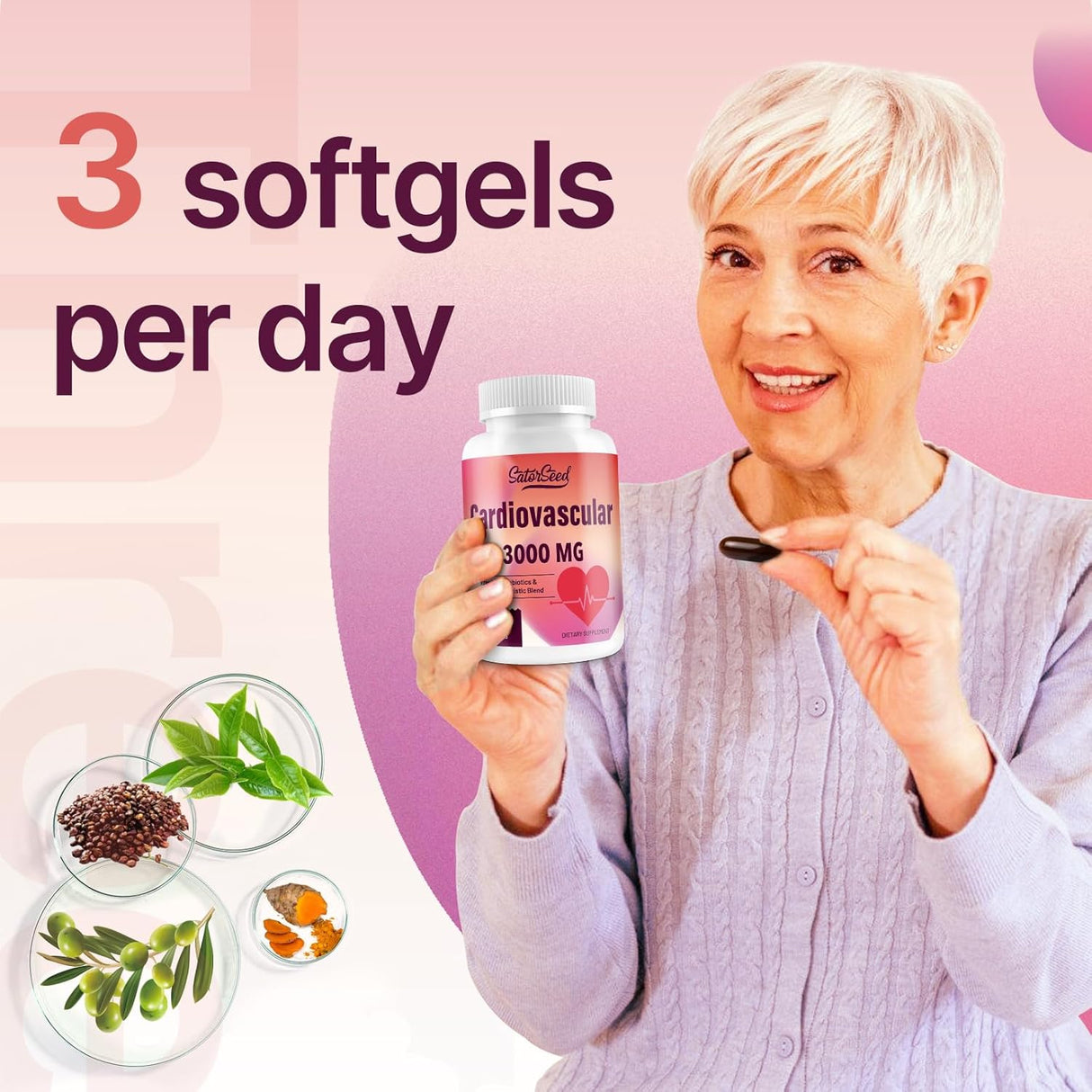 Suplemento Cardiovascular 3000MG Omega-3 y CoQ10 90 Cápsulas