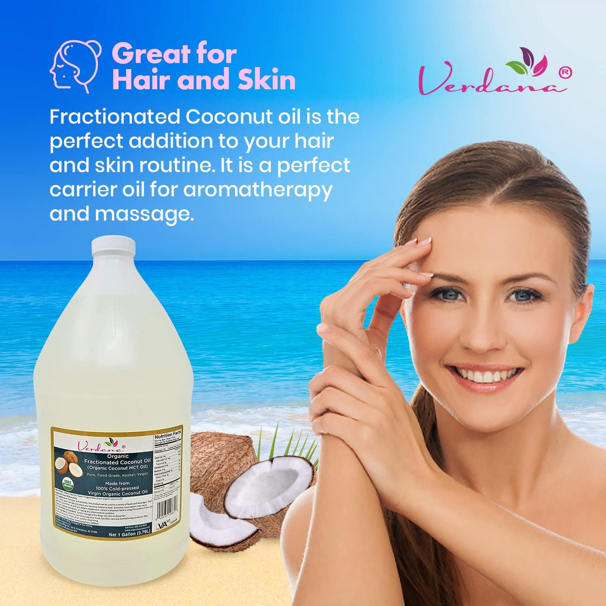 Suplemento Aceite de coco orgánico fraccionado MCT  1 galón