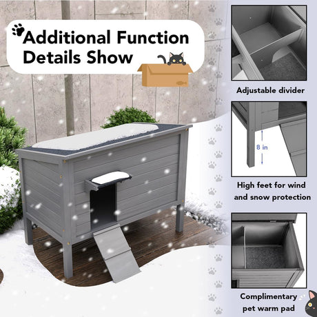 Casa para Gatos Exterior WAYTRIM, Aislada y Resistente, 34.5 L