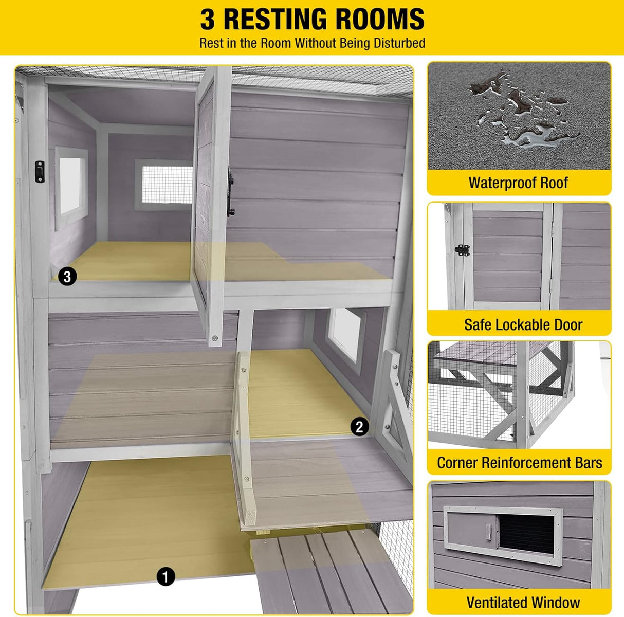 Catio para gatos Aivituvin 4 niveles, techado, 70 H 77 L