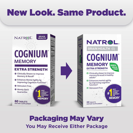 Suplemento Natrol Cognium Memoria Extra Fuerte 200mg, 60 Tab.