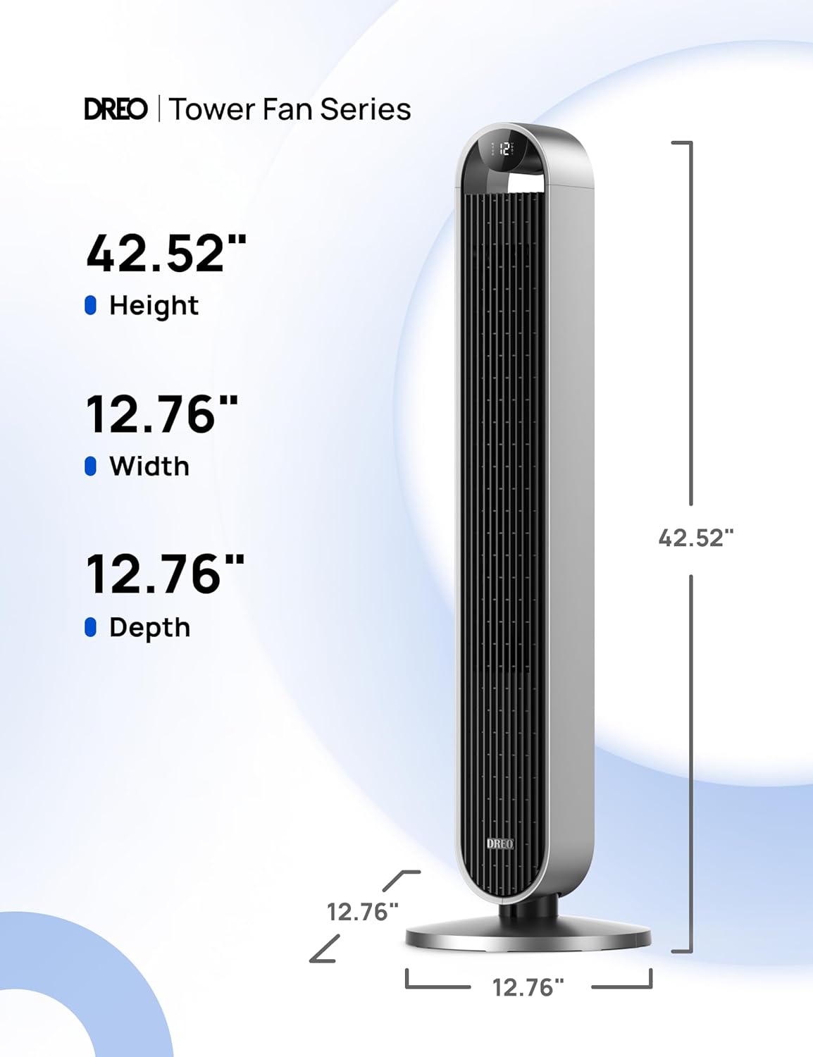 Ventilador Dreo Torre 42, 120° Oscilante, 12 Velocidades, Pilot Max S