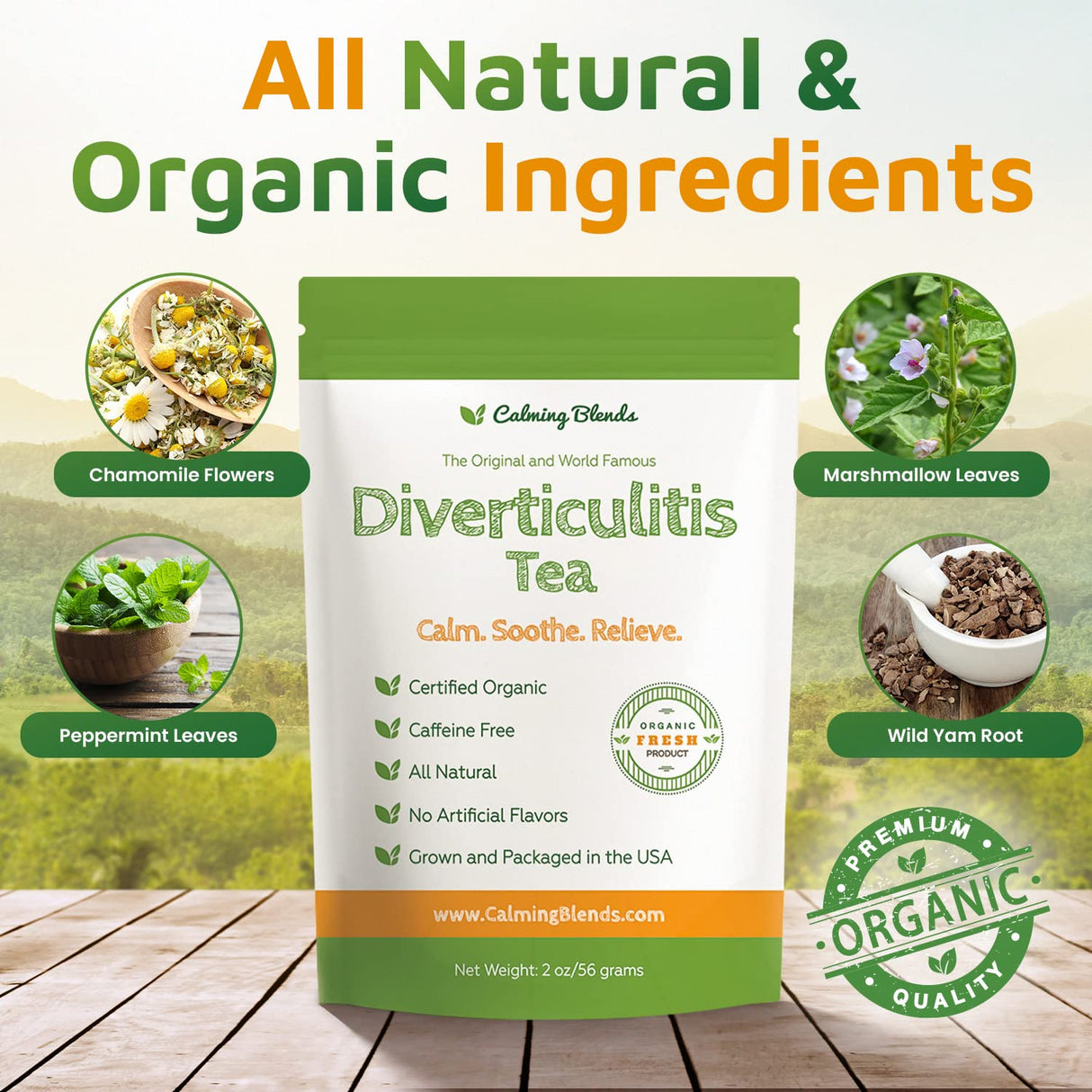 Té para Diverticulitis Calming Blends | Orgánico, Sin Cafeína