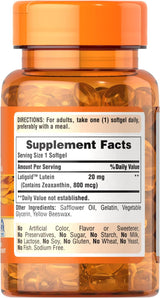 Suplemento Cápsula de luteína de 20 mg, 240 unidades  2 pack