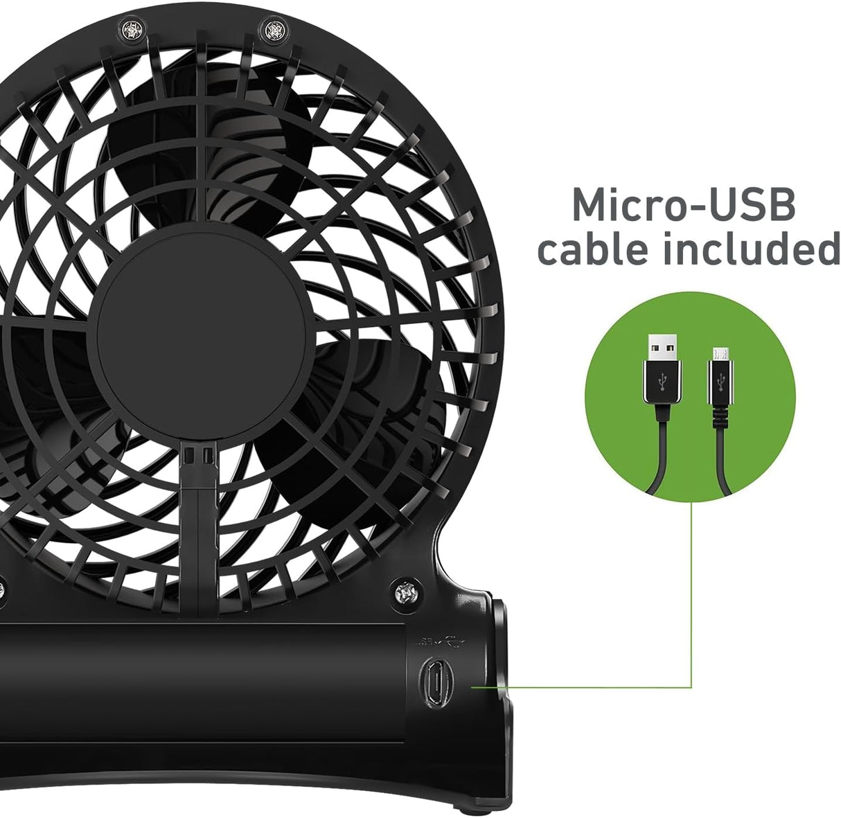 HOLMES Ventilador Personal 4, Recargable, 3 Velocidades, Portátil