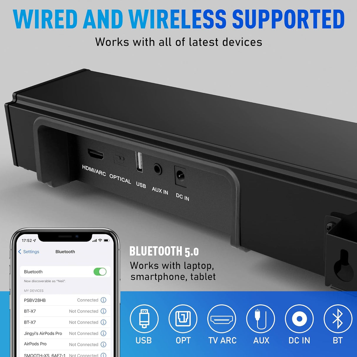 Altavoz de barra de sonido PYLE-HOME PSBV28HB