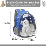 Mochila para transportar gatos con capsula espacial azul