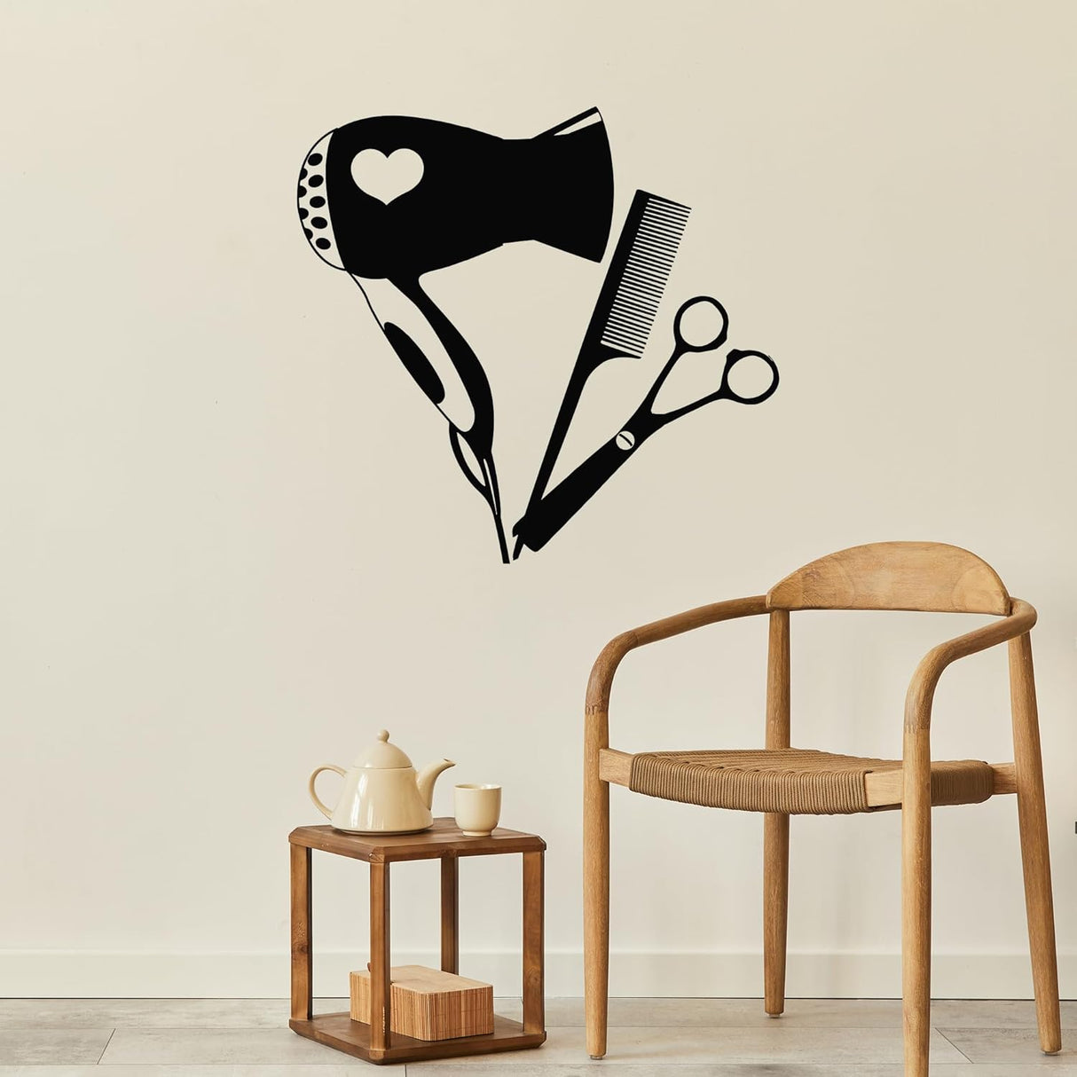 Vinilo Decorativo Herramientas de Belleza Barbería g1299