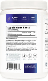 Creatina Zero Monohidrato Micronizada 500g, Sin Azúcar