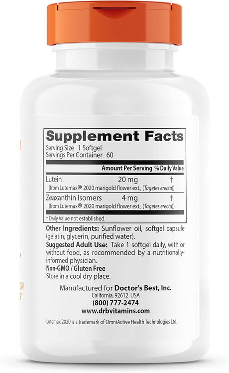 Suplementos Best Luteína con Lutemax 20 mg  60 cápsulas