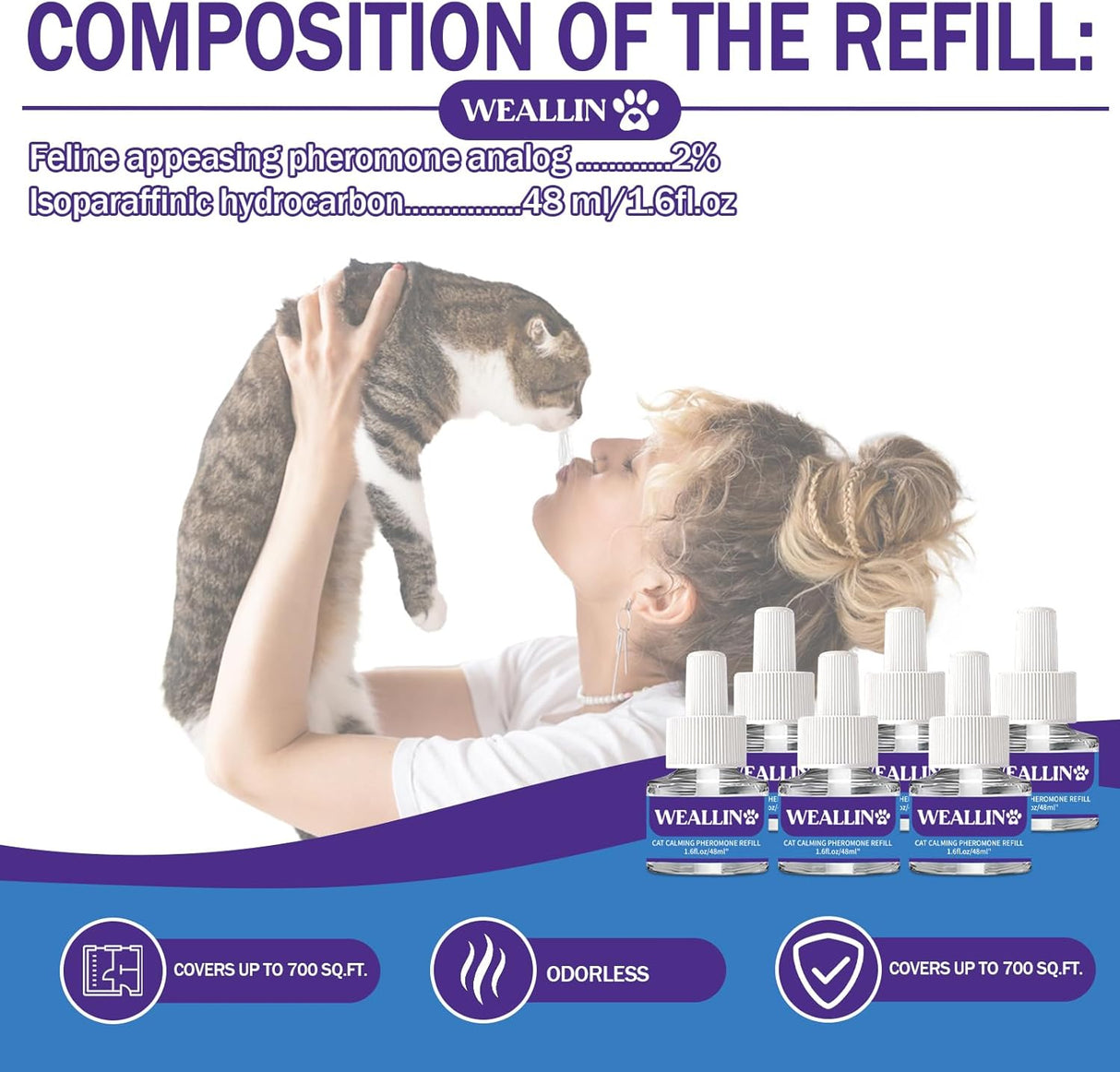Paq de 6 repuestos de difusor calmante para gatos WEALLIN