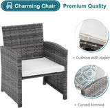 OC Orange-Casual Juego de muebles de patio de 6 piezas con otomana, juego de silla y mesa de mimbre gris para exteriores, muebles de balcón para apartamentos, color blanco