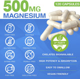 Magnesio Glycinato 500mg Cápsulas - Alta Absorción 120ct