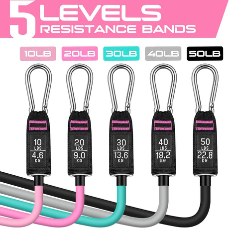 Bandas de resistencia 150 lbs con asas y correas de tobillo